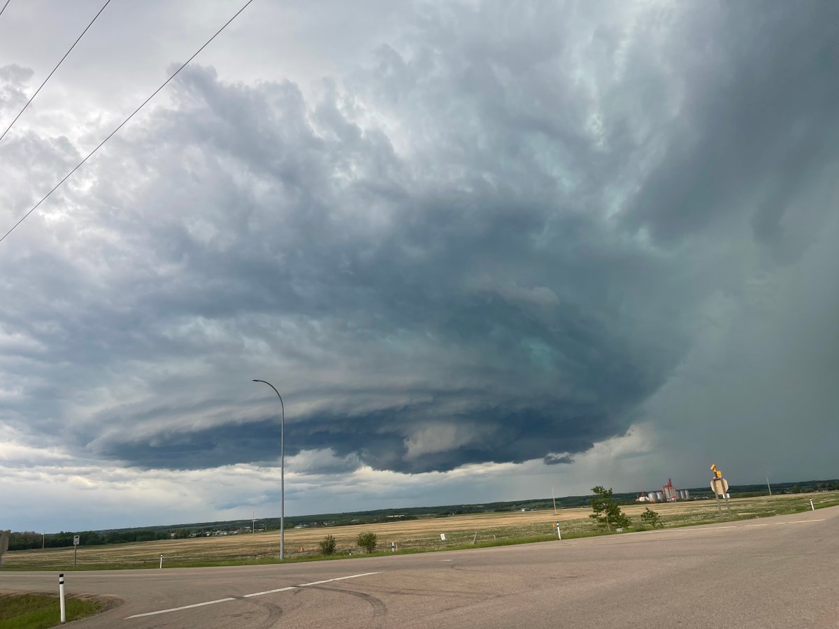 Storm clouds swirl near Fort Saskatchewan, Alta.