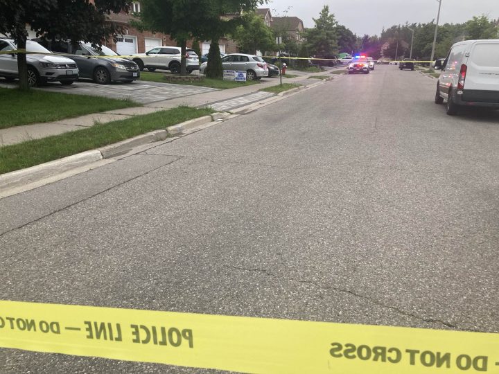 The scene of the shooting in the Drinkwater Road and Queen Street area of Brampton on Sunday.
