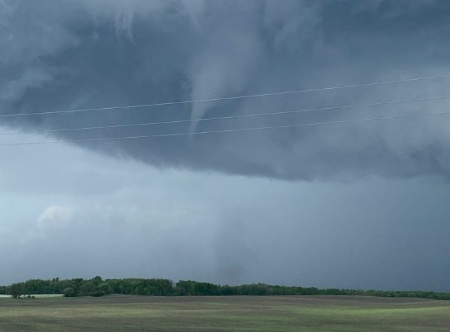 A tornado was sighted near Rivers, Man., on Wednesday.