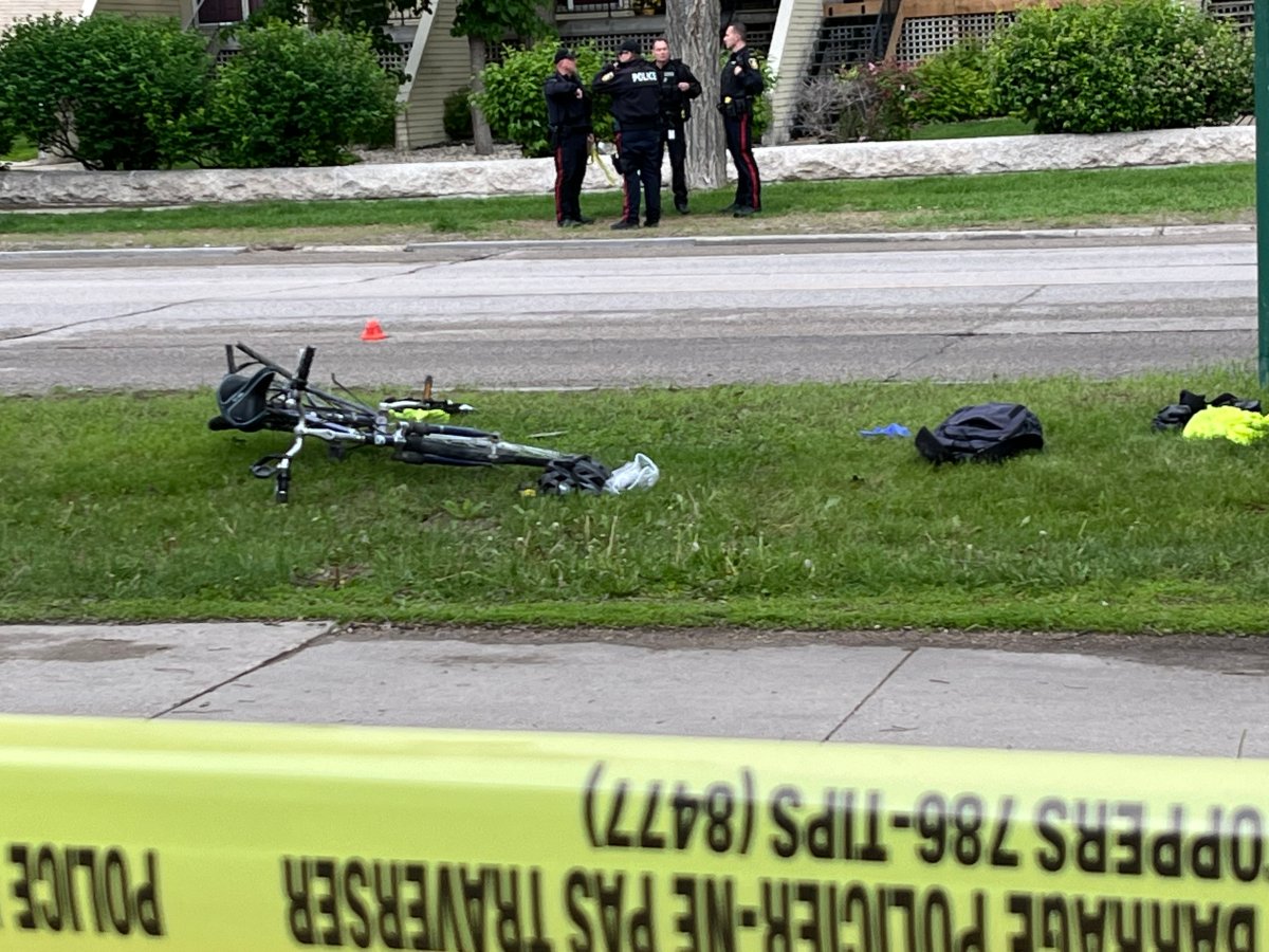 Winnipeg police at the scene of a serious crash on Wellington Crescent.