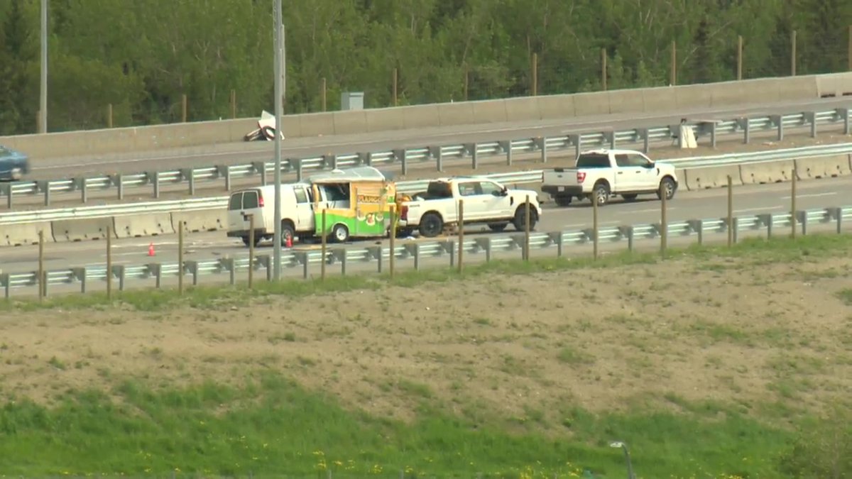Multiple people were taken to hospital with non-life threatening injuries after a multi-vehicle collision on Stoney Trail N.W.