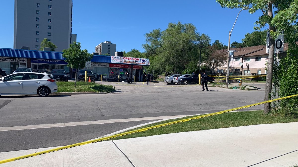 Police on scene at Glendower Court and Birchmount Road in Scarborough. A teen died in hospital after a shooting June 15, 2024.
