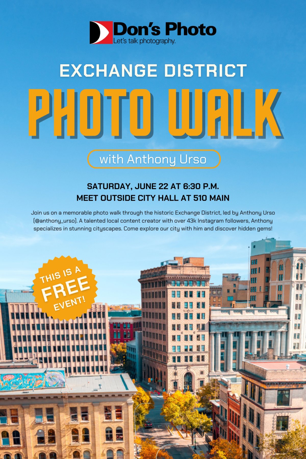 FREE Don’s Photo Exchange District Sunset Photo Walk with Anthony Urso - image