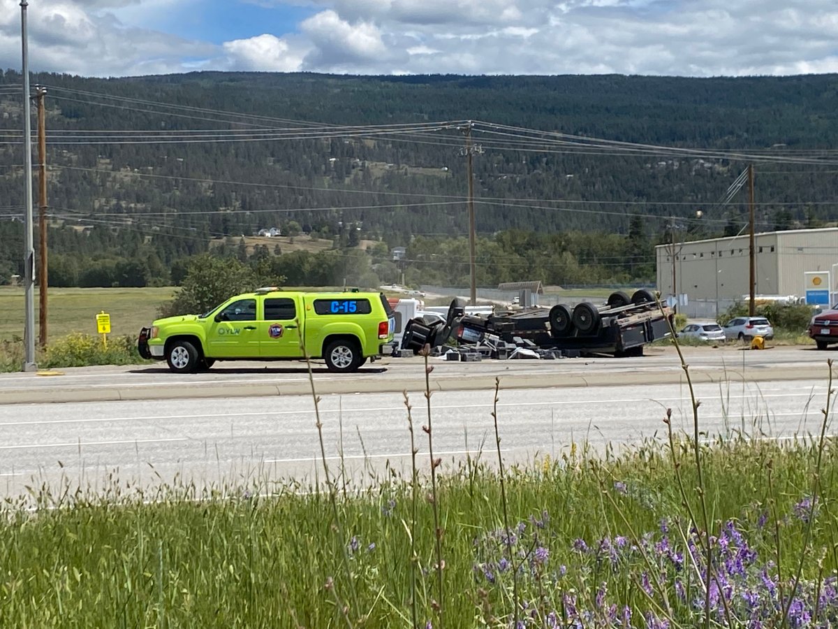 A vehicle on Highway 97 incurred serious damage Wednesday afternoon. 