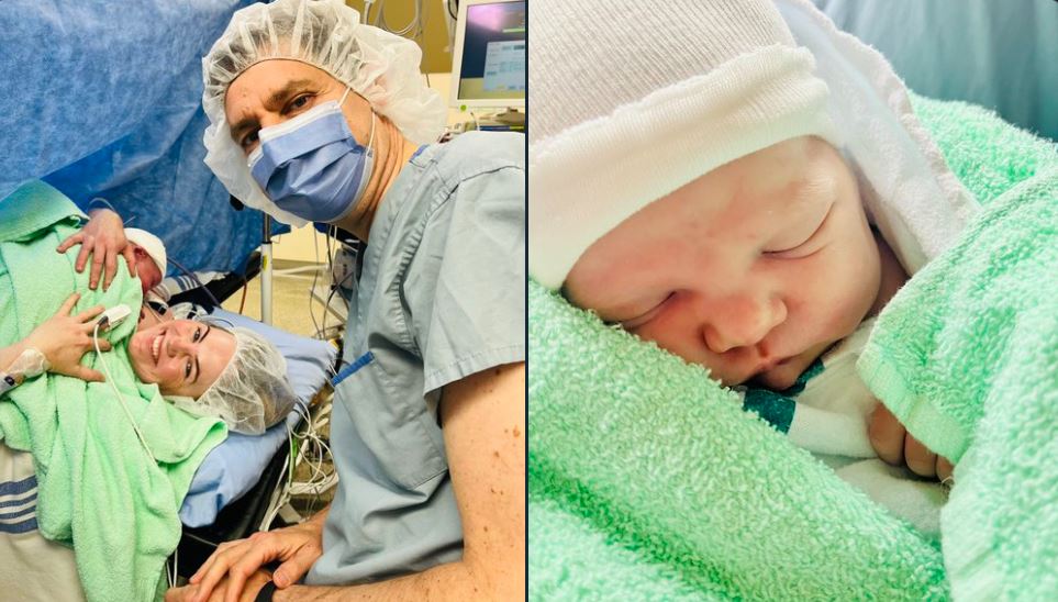 Premier David Eby, his wife Cailey Lunch and their newborn daughter Gwen.  