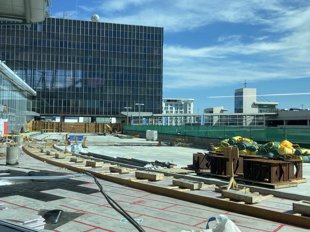 Construction on the Edmonton International Airport's departures roadway Tuesday, June 11, 2024.