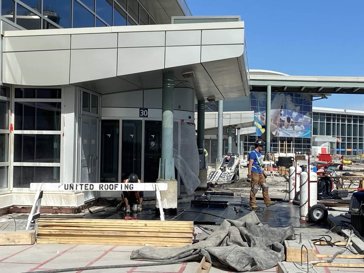 Construction on the Edmonton International Airport's departures roadway Tuesday, June 11, 2024.