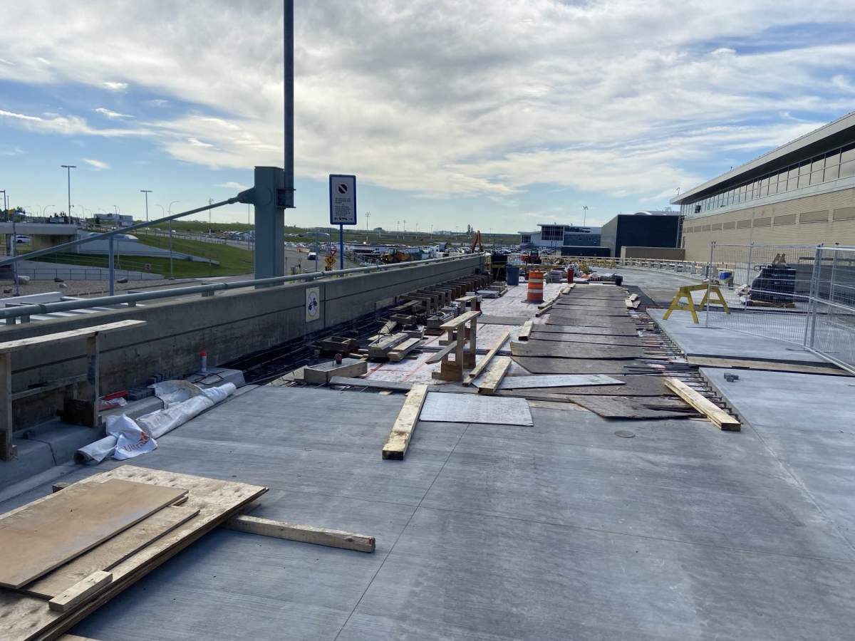 Construction on the Edmonton International Airport's departures roadway Tuesday, June 11, 2024.
