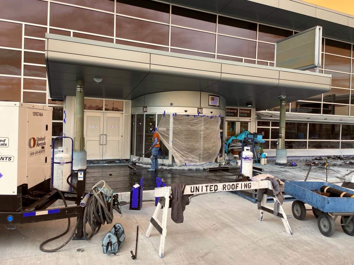 Construction on the Edmonton International Airport's departures roadway Tuesday, June 11, 2024.