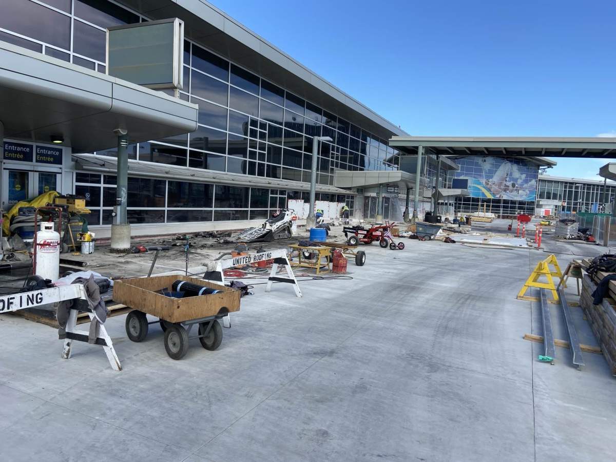 Construction on the Edmonton International Airport's departures roadway Tuesday, June 11, 2024.
