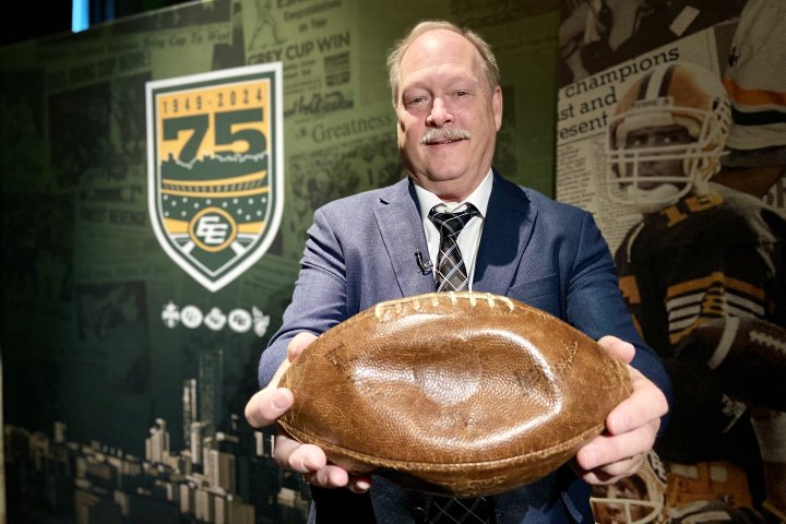 Football stolen from Jackie Parker during 1956 Grey Cup presented to son in Edmonton