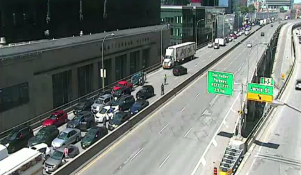 Video from the scene showed some drivers out of their vehicles and standing on the expressway.