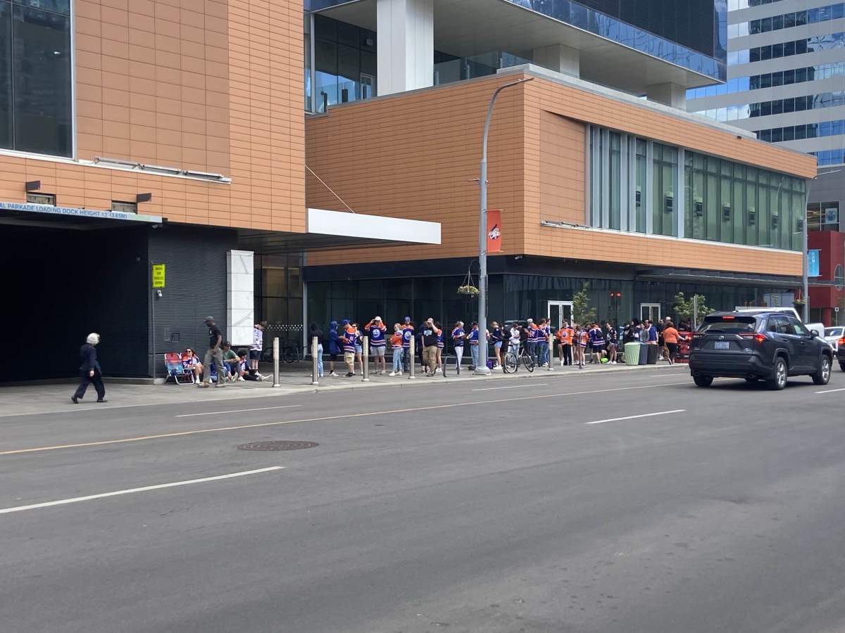 Edmonton Oilers fans began lining up at 9 a.m. Monday, June 24, 2024, to watch Game 7 of the Stanley Cup Final at the outdoor watch parties in Ice District.