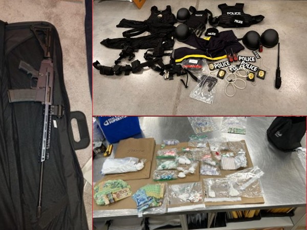 Drugs, firearms and cash seized by Calgary police from a drug trafficking investigation.