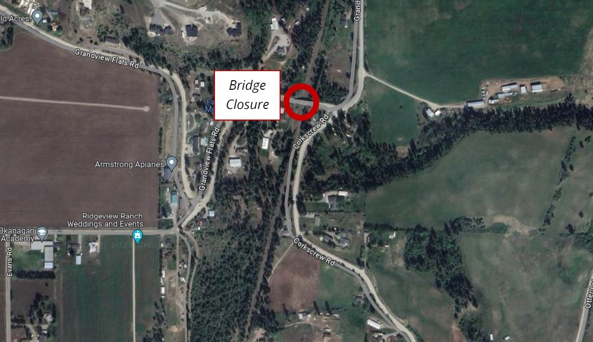 A small sinkhole has appeared on a Spallumcheen area bridge, prompting its closure.