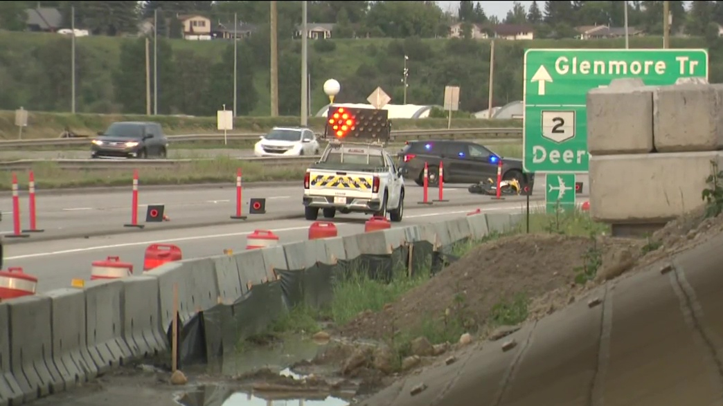 Calgary police are investigating after a group of motorcycles was involved in a collision along Glenmore Trail on Friday.