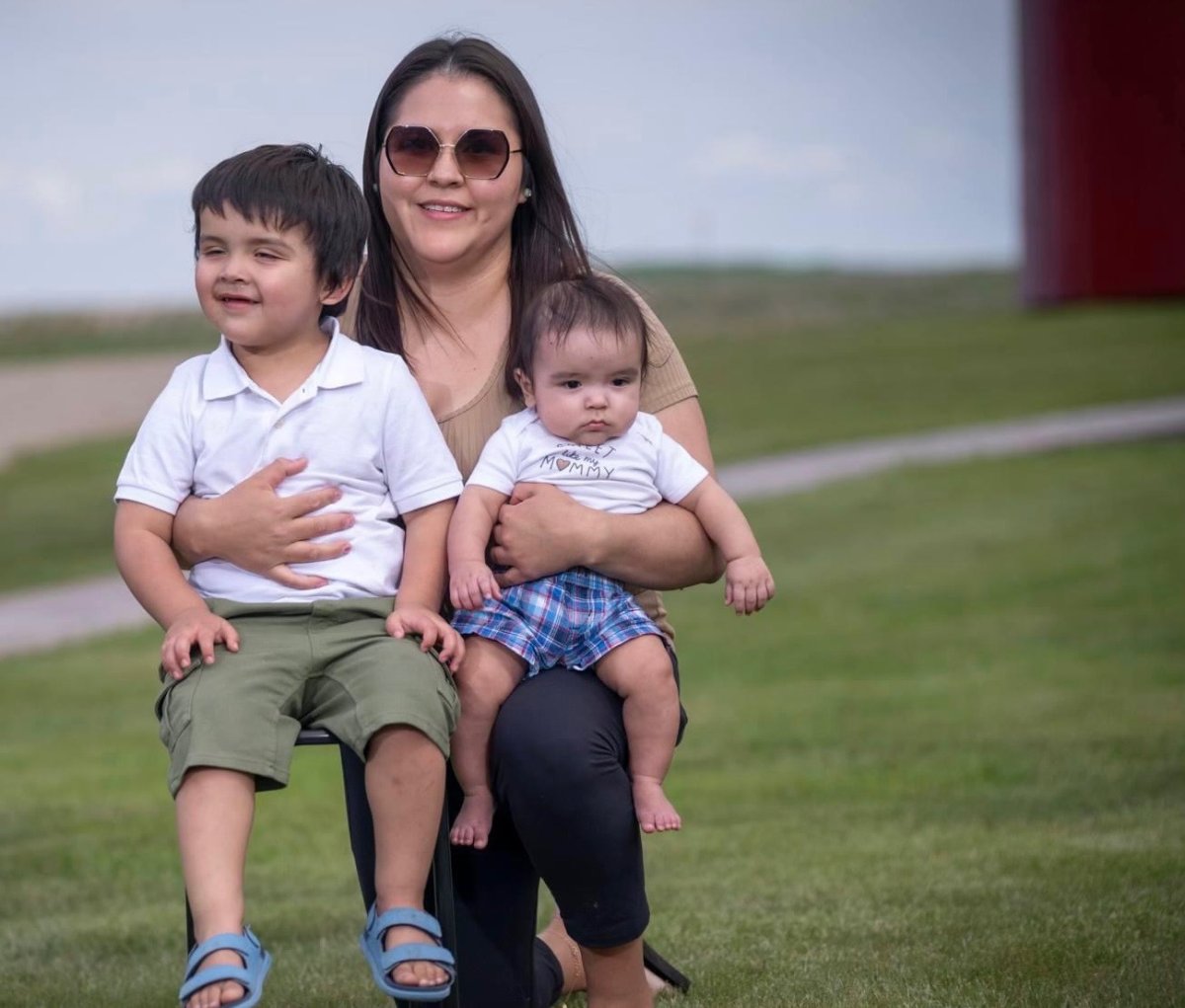 Kelsea Rayne (centre) and her six-month-old son Jayce (right) died in a two vehicle collision on July 5.