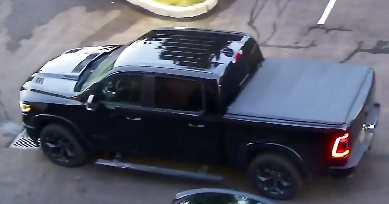 A surveillance photo of a suspect vehicle.