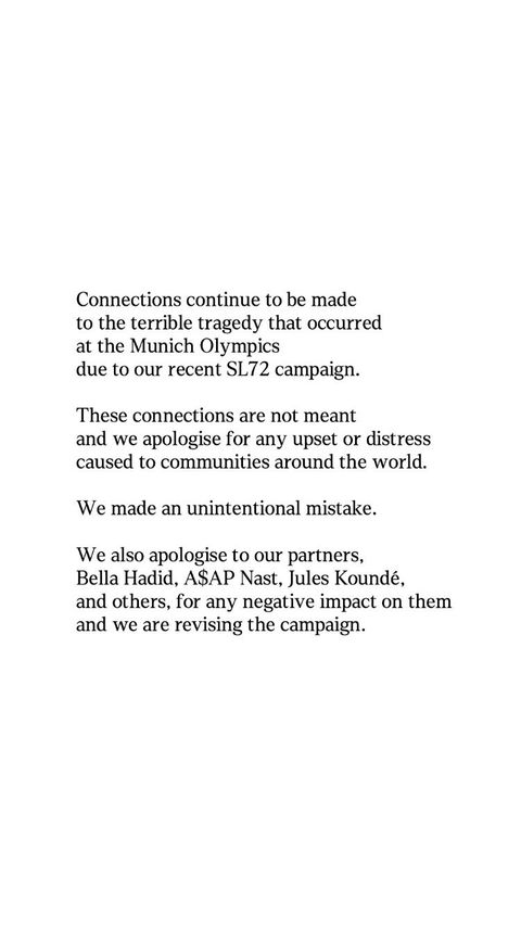 A screenshow of Adidas' statement.