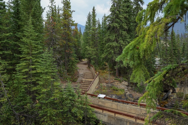 A photo of the Athabasca Falls area in Jasper National Park taken on July 29, 2024.