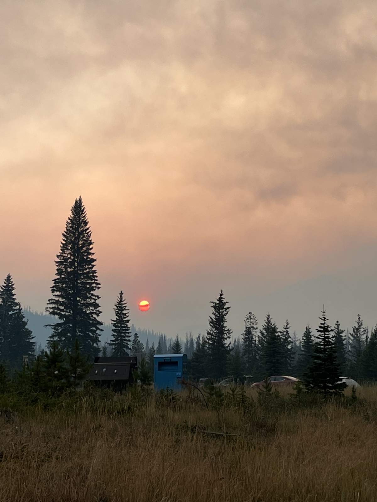 Smoke fills the air near Jasper, Alberta.