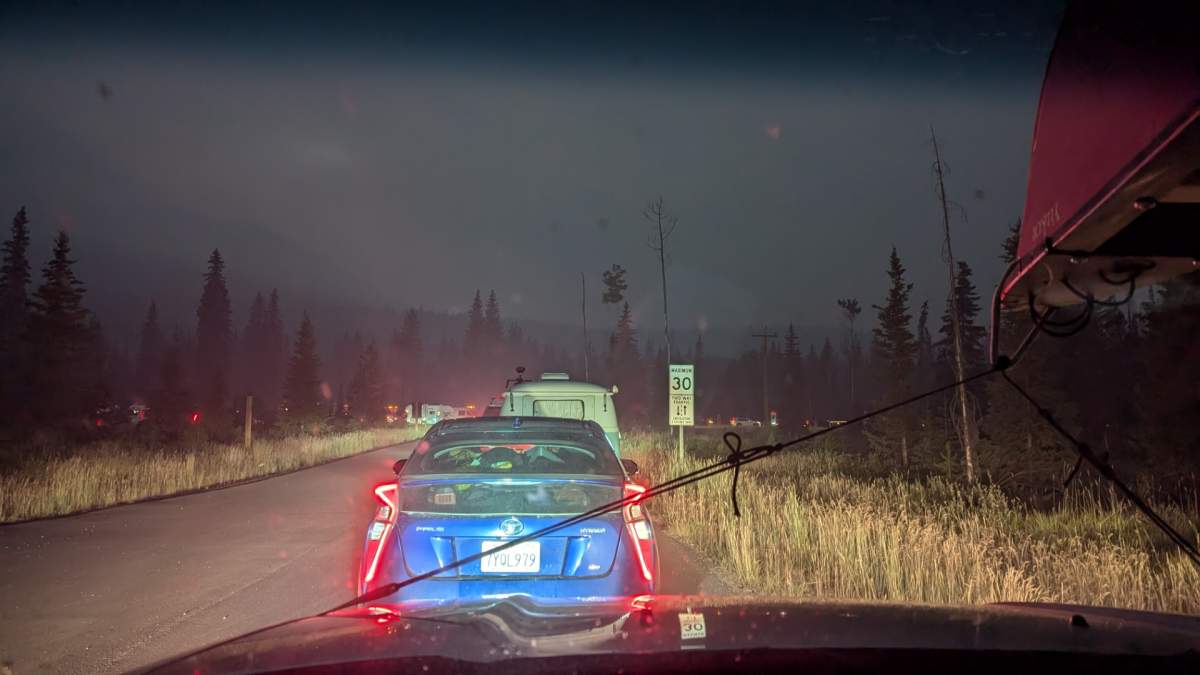 The scene as Bryan Sarauer and his family left their campground near Jasper, Alberta.