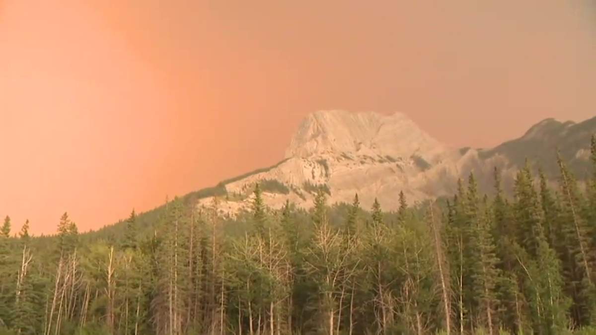 Orange skies over Jasper National Park the afternoon of Wednesday, July 24, 2024.