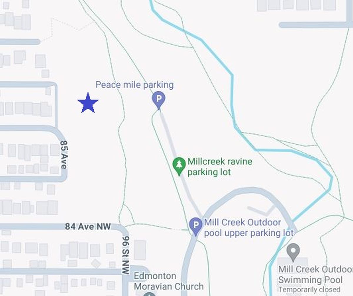 A map of the Mill Creek Ravine area provided by the Edmonton Police Service shows where investigators are looking at in relation to the discovery of a woman's body on June 29, 2024.