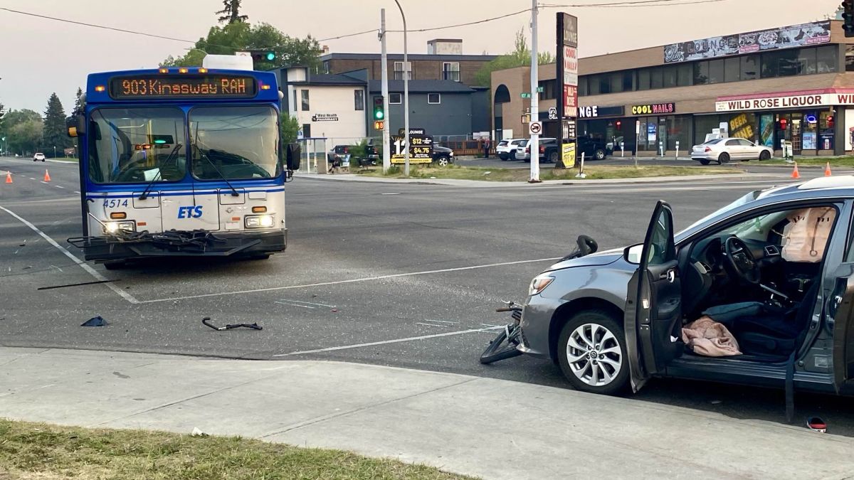 Two children were taken to hospital after the car they were in was hit by a transit bus in west Edmonton on Sunday night. Police were called to the area of 107th Avenue and 156th Street.
