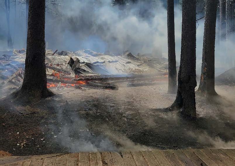 The aftermath of a fire at Camp Whitney, near Flin Flon, Man.