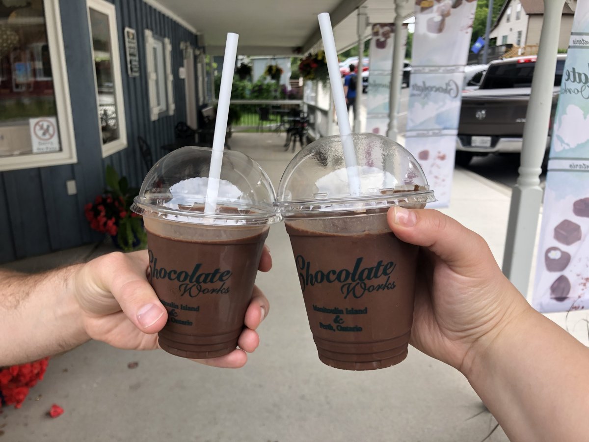 Frozen chocolate from Manitoulin Chocolate Works in Kagawong on July 7, 2024 Sawyer Bogdan/Global News