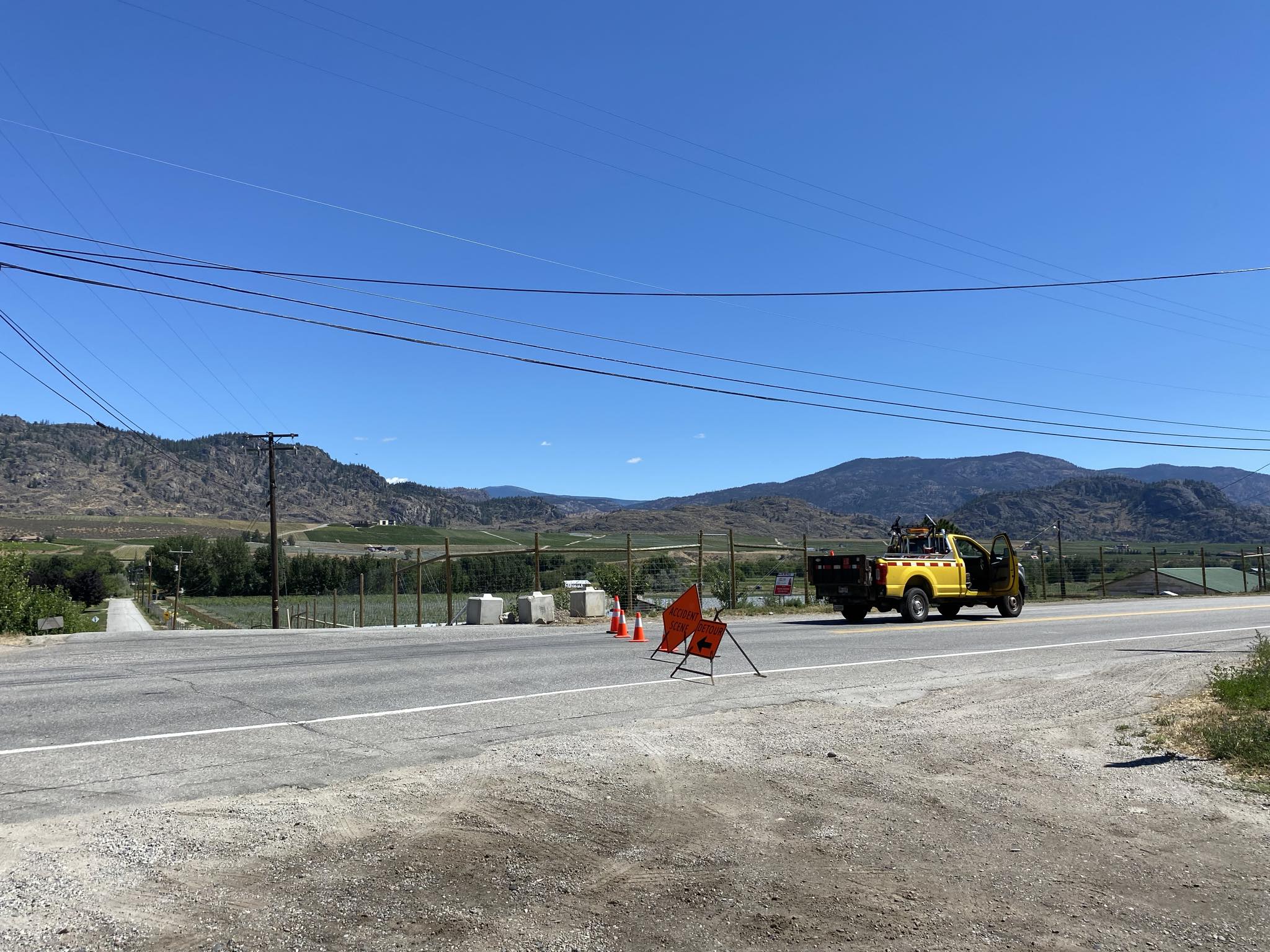 Участък от магистрала 97 в Южен Оканаган който беше затворен