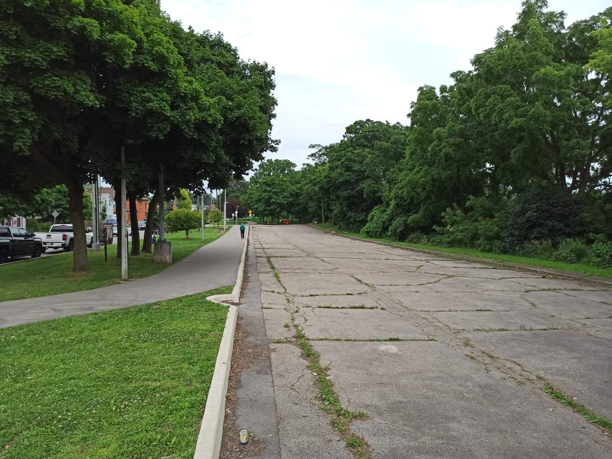 A June 2024 photo of a future park space on Strachan Avenue in Hamilton’s north end.
