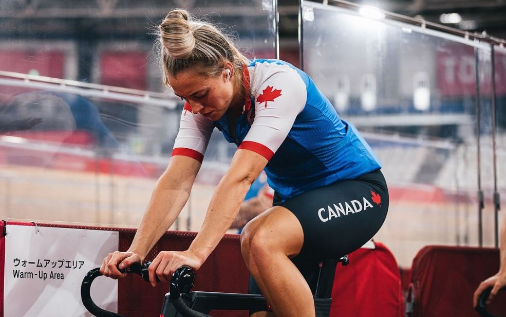 Photo of Kelsey Mitchell training for Paris Olympics 2024