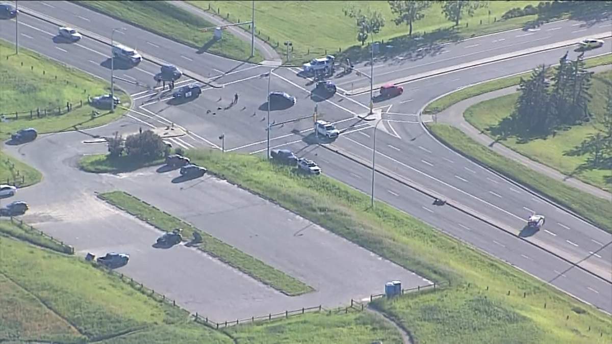 Calgary police told Global News that officers were called to a motorcycle crash in the area of 14th Street Northwest and 64th Avenue Northwest just before 7:30 a.m. on July 8, 2024.
