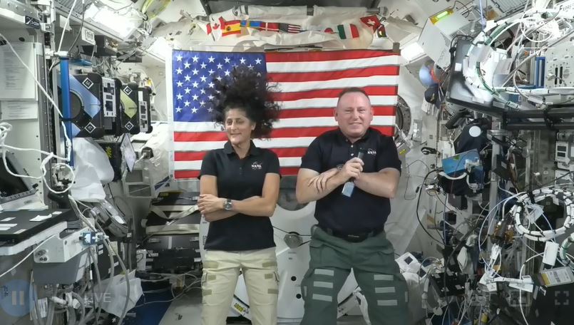 NASA astronauts Suni Williams and Butch Wilmore appear in their first live news conference from the Starliner.