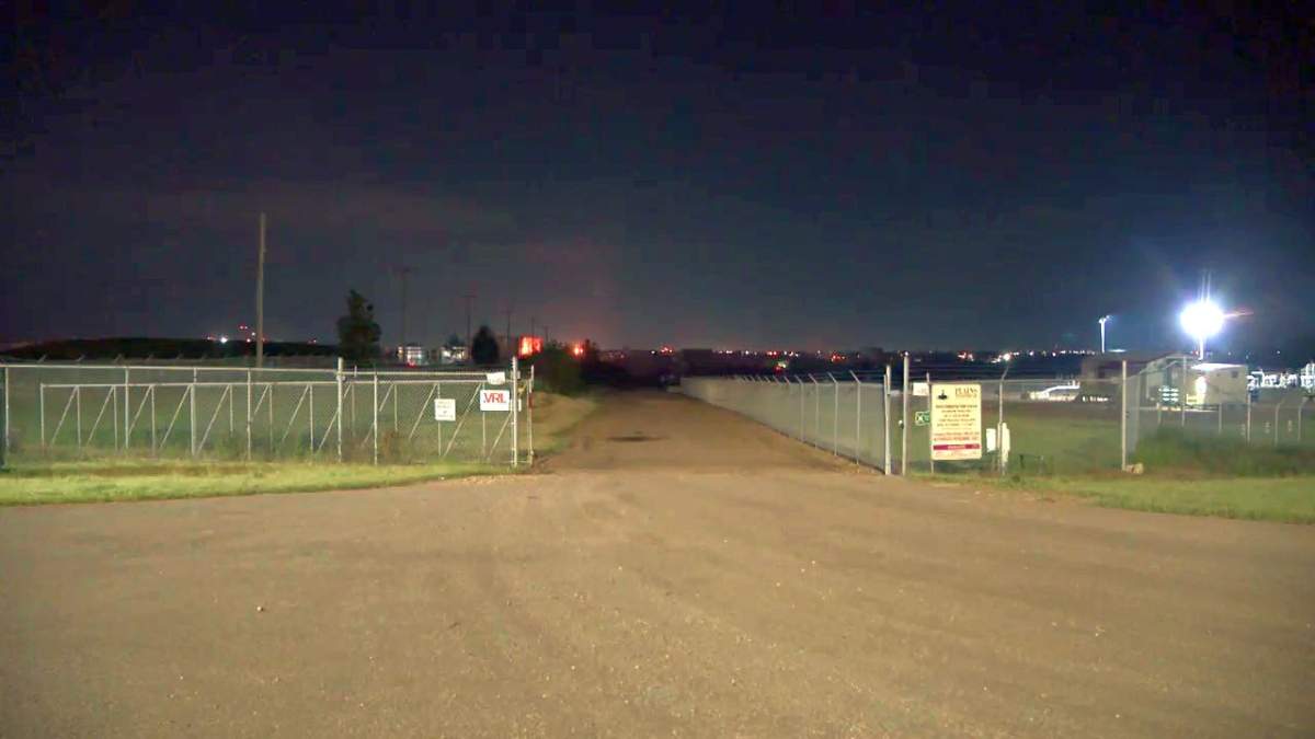 Industrial fire in northeast Edmonton on Monday, July 1, 2024.