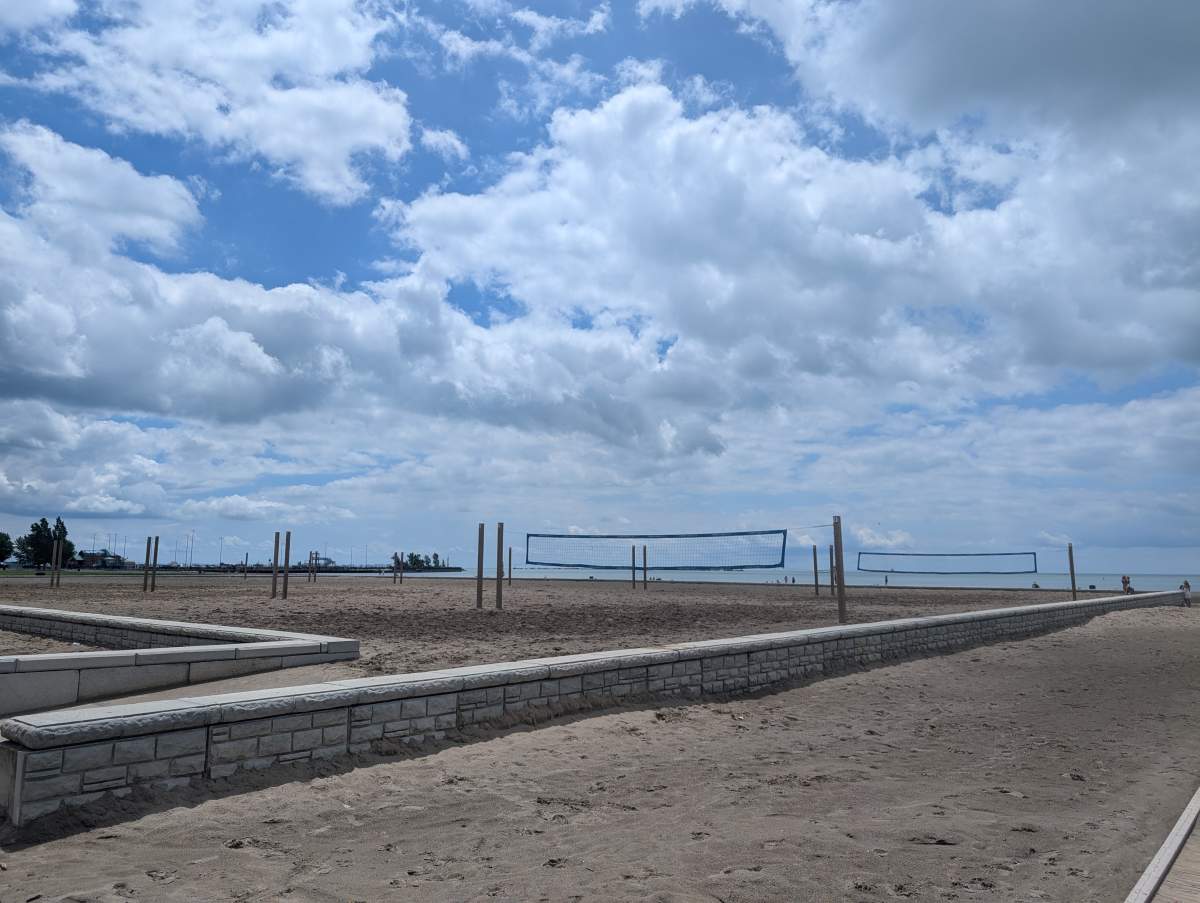 Beach volleyball courts.