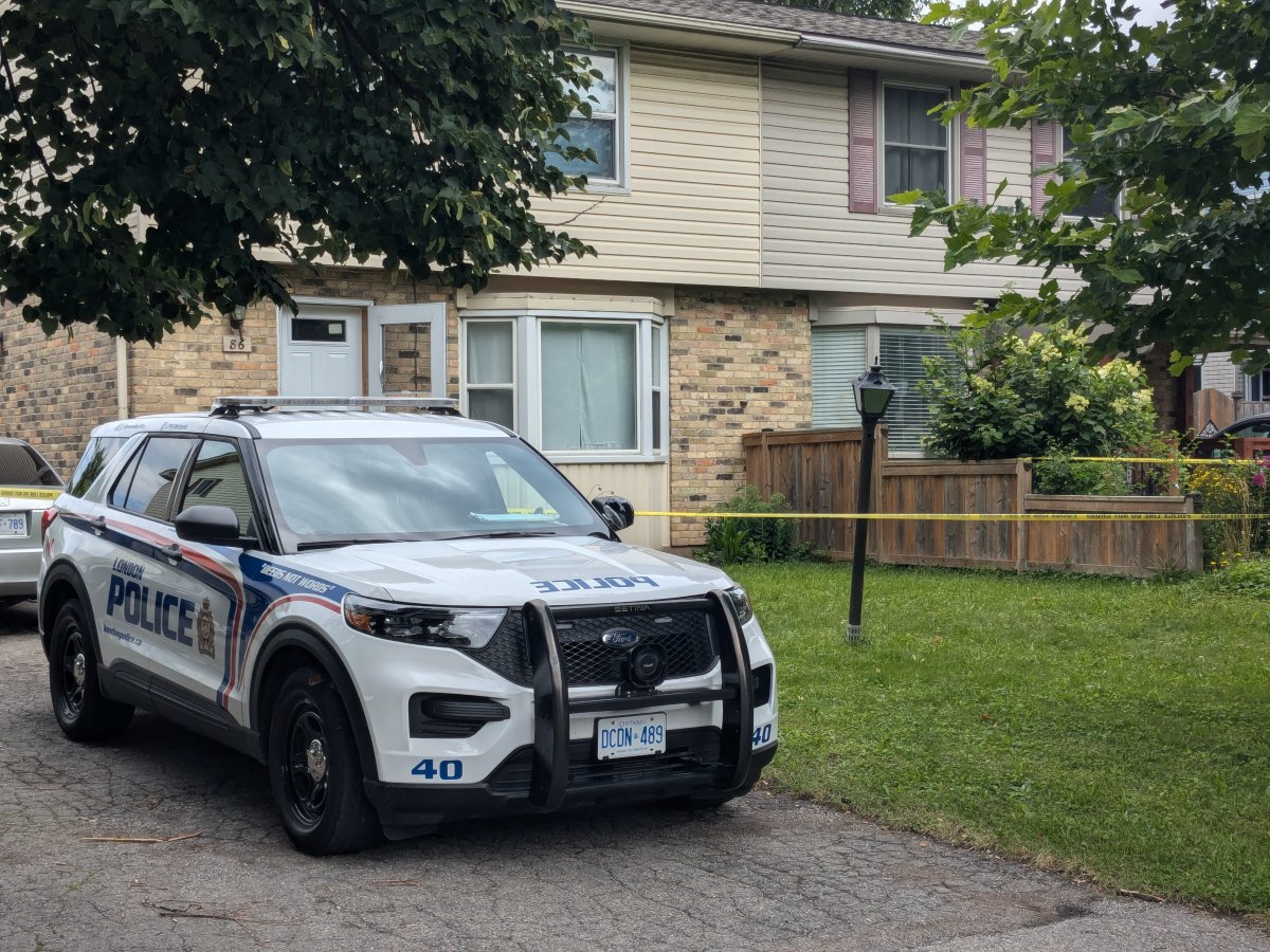 A police cruiser outside a home in London, Ont.