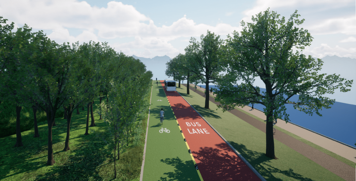 A rendering provided by the Vancouver Park Board showing a possible bike lane and transit lane.