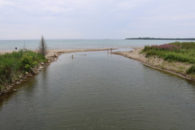 People at the beach in Providence Bay on July 8, 2024 Sawyer Bogdan:Global News