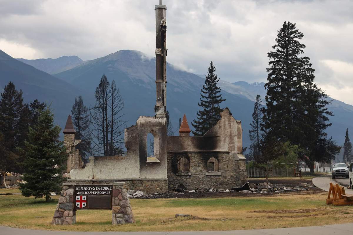 St. Mary and St. George Anglican Church after being destroyed by wildfire in Jasper. Photo taken Friday, July 26, 2024.