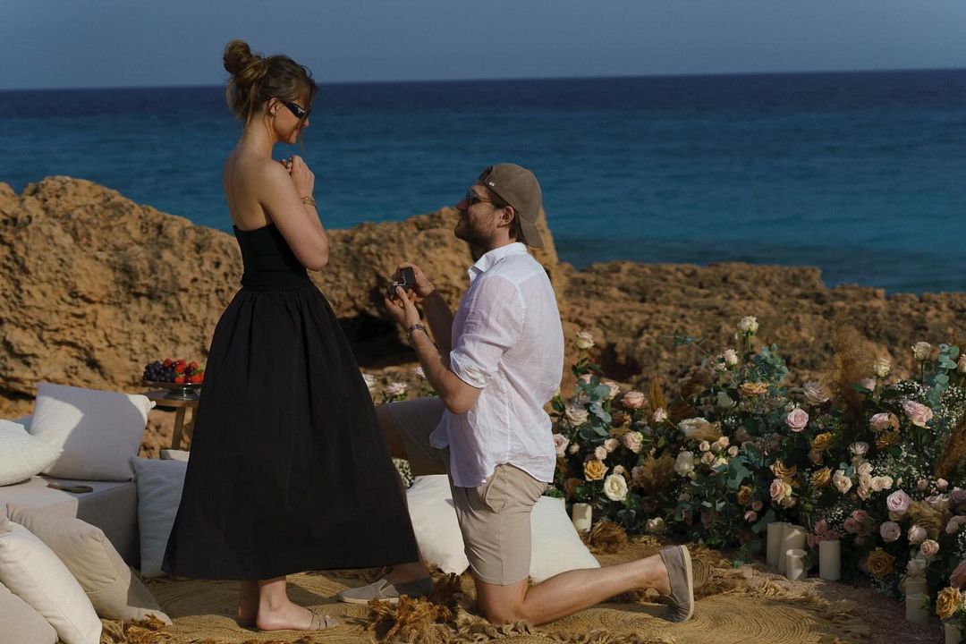 Edmonton Oilers forward Leon Draisaitl posted photos on Thursday of him on a beach proposing to Celeste Desjardins.