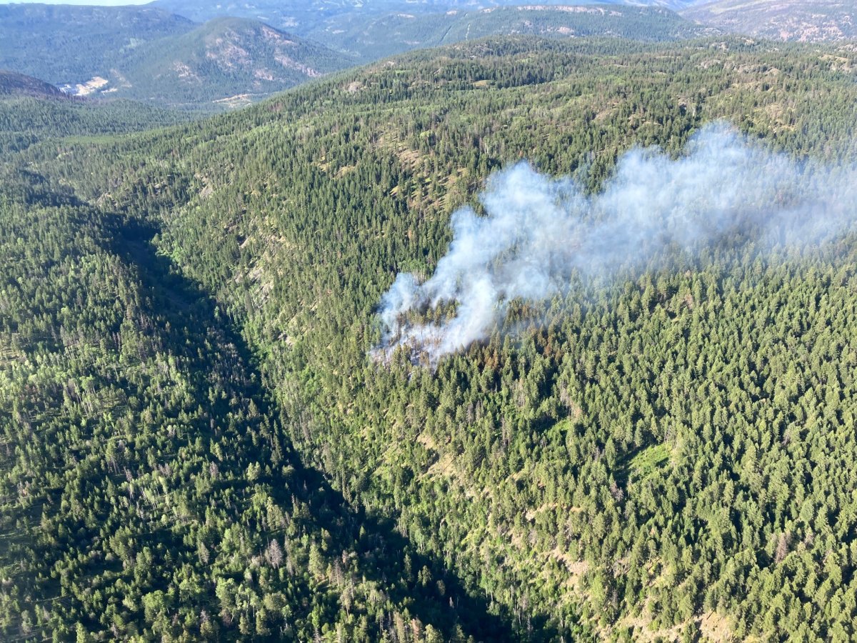 Smoke rises from the Spring Lake wildfire near Peachland, B.C.