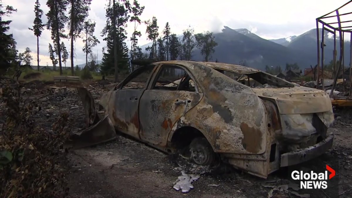 Burnt cars in Jasper, Alta on Friday, July 26, 2024.