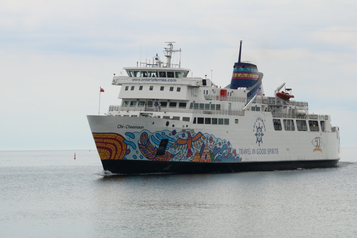 The MS Chi-Cheemaun is a passenger and vehicle ferry that traverses Lake Huron between Tobermory on the Bruce Peninsula and South Baymouth on Manitoulin Island. On July 7, 2024.