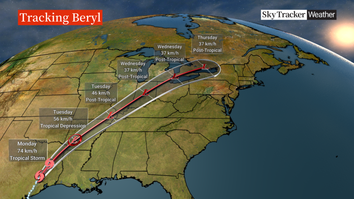 Remnants of Hurricane Beryl expected to hit Canada this week, flooding possible