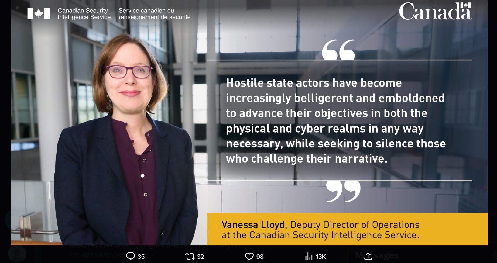 Veteran spy Vanessa Lloyd named interim boss of Canadian intelligence service