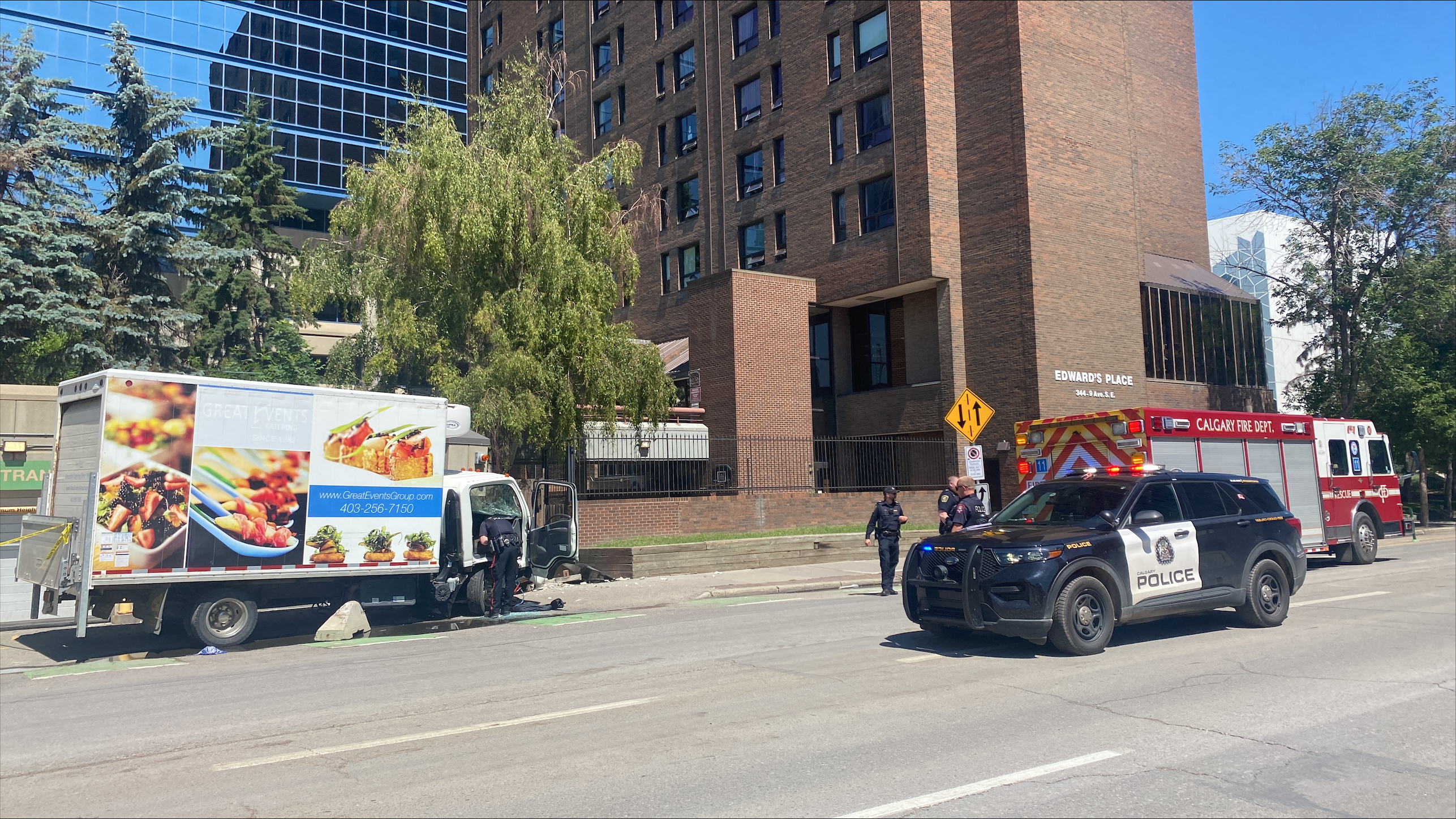 Driver rushed to Calgary hospital after truck crashes into building