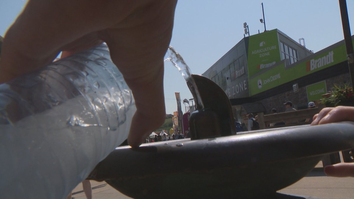 Water fountains on the Stampede grounds provide options for people looking to refill water bottles. 